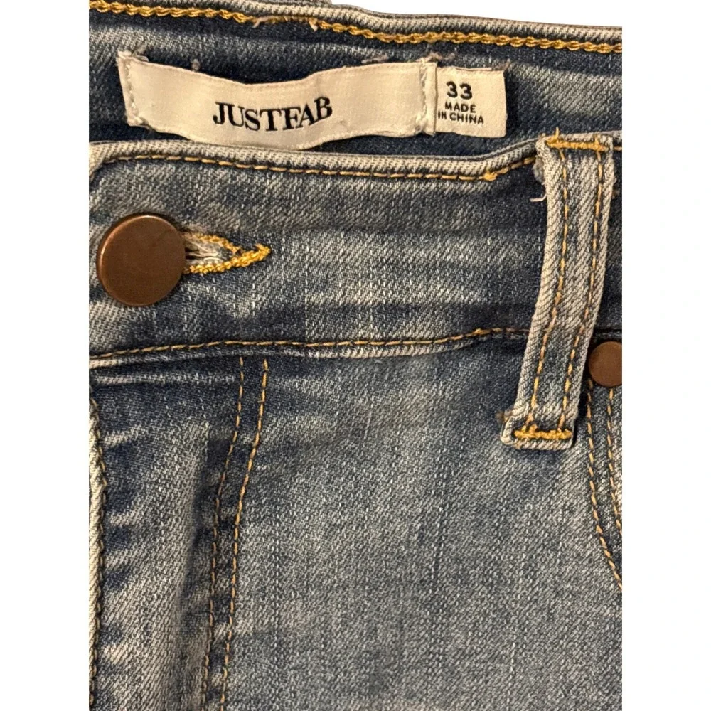 JustFab Womens High Waisted Skinny‎ Jeans Light Wash Distressed Size 33